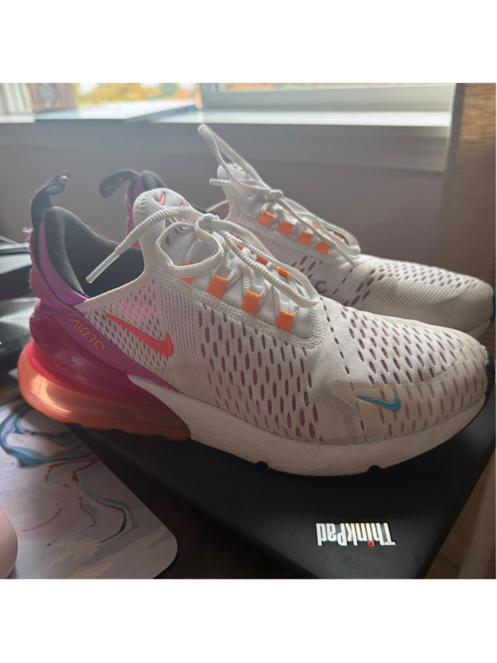 Women's Nike Air Max 270 Sneakers White Pink Size 10.5
